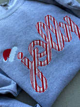 Load image into Gallery viewer, Jolly Christmas sweatshirt- Candy cane Christmas, Santa, Womens, Youth, Kids, Toddler, Embroidered Christmas shirt, Christmas sweatshirt,