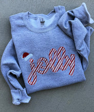 Load image into Gallery viewer, Jolly Christmas sweatshirt- Candy cane Christmas, Santa, Womens, Youth, Kids, Toddler, Embroidered Christmas shirt, Christmas sweatshirt,