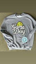 Load image into Gallery viewer, Gameday Softball Chenille patch sweatshirt, Choose your team colors, Softball shirt, Softball mom, school sweatshirt, custom team colors,