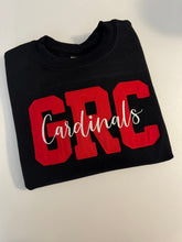 Load image into Gallery viewer, GRC cardinals embroidered shirt, Personalized school Initials and Mascot, Trendy teacher tee, Adult, Youth, Toddler, Cardinals, School spirit, Mascot t shirt
