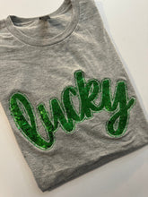 Load image into Gallery viewer, St. Patrick’s Day sequin shirt, Lucky green sequin shirt, t shirt,sweatshirt, St. Pattys Day shirt, Irish, Sparkle green,