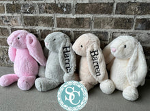 Load image into Gallery viewer, Monogrammed Bunny, Easter Bunny, Personalized Bunny Rabbit, Personalized Baby Gift, Personalized Stuffed Animal, Personalized Bunny