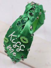 Load image into Gallery viewer, St. Pattys Day headband, Clover headband,St. Patrick’s Day headband, knot, bead headband, green headband, St. Patricks Day accessory,