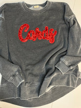 Load image into Gallery viewer, Cardinals Sequin sweatshirt, Cardinals sweatshirt, Cardinals shirt, Bling, school sweatshirt, side split sweatshirt, tunic sweatshirt