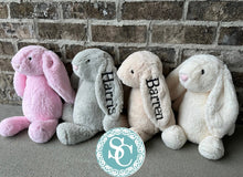 Load image into Gallery viewer, Monogrammed Bunny, Easter Bunny, Personalized Bunny Rabbit, Personalized Baby Gift, Personalized Stuffed Animal, Personalized Bunny
