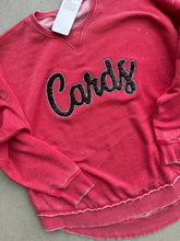 Load image into Gallery viewer, Cardinals Sequin sweatshirt, Cardinals sweatshirt, Cardinals shirt, Bling, school sweatshirt, round hem sweatshirt, tunic sweatshirt