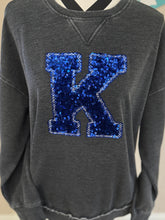 Load image into Gallery viewer, Block K sequin rounded hem sweatshirt