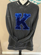 Load image into Gallery viewer, Block K sequin rounded hem sweatshirt