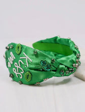Load image into Gallery viewer, St. Pattys Day headband, Clover headband,St. Patrick’s Day headband, knot, bead headband, green headband, St. Patricks Day accessory,