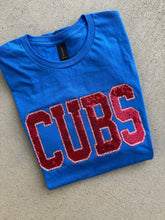 Load image into Gallery viewer, Cubs baseball sequin shirt | Cubs baseball | sparkle| Adult Toddler Youth Kids | Gameday |cubs mascot | Embroidered| Chicago baseball shirt