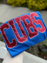 Load image into Gallery viewer, Cubs baseball sequin shirt | Cubs baseball | sparkle| Adult Toddler Youth Kids | Gameday |cubs mascot | Embroidered| Chicago baseball shirt