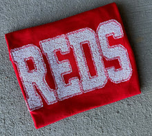 Load image into Gallery viewer, Reds baseball sequin shirt | Cincy baseball | sparkle| Adult Toddler Youth Kids | Gameday |reds mascot | Embroidered| Reds baseball shirt