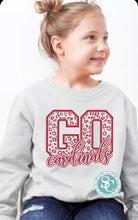Load image into Gallery viewer, Kids Cardinals T-shirt, sweatshirt Youth, Toddler CARDS, cardinals game day, Cardinals, Cardinals, School spirit shirt, mascot,leopard
