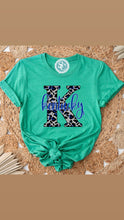 Load image into Gallery viewer, Block K Leopard Shirt| K shirt | Game Day t shirt | Cats shirt | Kentucky Sweatshirt| Green Ky shirt|