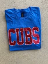 Load image into Gallery viewer, Cubs baseball sequin shirt | Cubs baseball | sparkle| Adult Toddler Youth Kids | Gameday |cubs mascot | Embroidered| Chicago baseball shirt