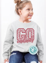 Load image into Gallery viewer, Kids Cardinals T-shirt, sweatshirt Youth, Toddler CARDS, cardinals game day, Cardinals, Cardinals, School spirit shirt, mascot,leopard