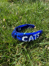 Load image into Gallery viewer, Kentucky Headband, Blue and white sequin headband, Wildcats,  Seed Bead, blue knotted, preppy headband, trendy, gameday, football, Kentucky