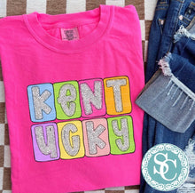 Load image into Gallery viewer, Kentucky Dalmatian neon shirt, Neon Pink shirt Tshirt, KY t shirt, Dalmatian print, Summer shirt, Comfort Colors, Kentucky spring summer