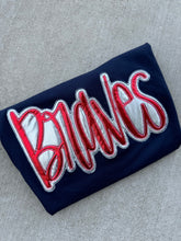 Load image into Gallery viewer, Braves baseball shirt | metallic | Adult Toddler Youth Kids | Gameday |Braves mascot |Embroidered| baseball| t ball