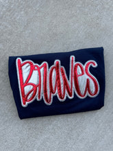 Load image into Gallery viewer, Braves baseball shirt | metallic | Adult Toddler Youth Kids | Gameday |Braves mascot |Embroidered| baseball| t ball