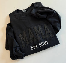 Load image into Gallery viewer, Mama Glitter Embroidered Sweatshirt | Mama Crewneck, Gift for Mom, Personalized Mama Shirt | Mothers Day gift| Sparkly shirt|