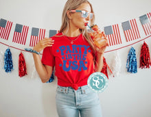 Load image into Gallery viewer, Party in the USA tee| Fourth of July Shirt | red and blue| Patriotic tee |  Freedom shirt | America shirt | 4th of July tee | trendy| Stars