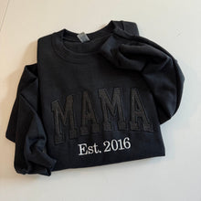 Load image into Gallery viewer, Mama Glitter Embroidered Sweatshirt | Mama Crewneck, Gift for Mom, Personalized Mama Shirt | Mothers Day gift| Sparkly shirt|