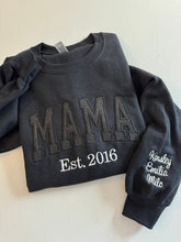 Load image into Gallery viewer, Mama Glitter Embroidered Sweatshirt | Mama Crewneck, Gift for Mom, Personalized Mama Shirt | Mothers Day gift| Sparkly shirt|