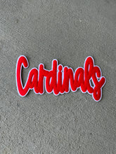 Load image into Gallery viewer, Cardinals cursive chenille patch, Red and white, cardinals patch, Cardinals game day, iron on patch, diy patch