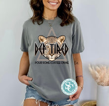 Load image into Gallery viewer, Def Tired Shirt, Coffee Graphic Tee, Retro Graphic Tee, Coffee Love Shirt, Def Tired Leopard, Coffee Shirt, Womens Coffee Shirt, oversized