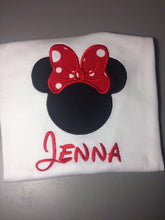 Load image into Gallery viewer, Minnie Mouse embroidered shirt or bodysuit, Minnie Mouse applique shirt, disney personalized shirt