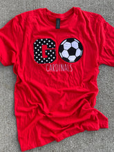 Load image into Gallery viewer, Cardinals t shirt , AdulT, Youth, Toddler, CARDS, GO Cardinals, tailgating shirt, Kentucky shirt, Applique, Leopard, soccer