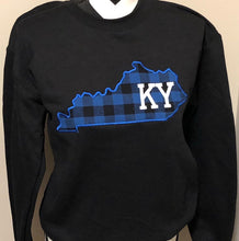 Load image into Gallery viewer, Kentucky Blue Buffalo plaid sweatshirt, Adult, Youth, Toddler UK sweatshirt,Ky sweatshirt, Kentucky shirt, Kentucky sweatshirt, Embroidered