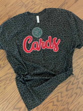 Load image into Gallery viewer, Cardinals T-shirt, Adult, Youth, Toddler CARDS, Black Leopard t shirt, shirt, glitter, Applique, Cardinals,