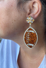 Load image into Gallery viewer, Orange and white game day earrings, Football earrings, Student gift,football earrings, College game day jewelry, Gifts for grads, Vols,Texas