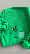 Load image into Gallery viewer, Grinch face sweatshirt, Christmas sweatshirt, Feeling Grinchy, Grinch shirt, Embroidered, Holiday sweatshirt, Grinch shirt